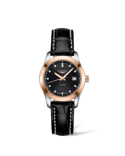Conquest Classic Automatic 29.5 Paslanmaz Çelik / Kırmızı Altın / Siyah / Kayış