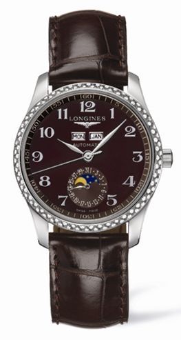 Longines Master Collection Calendar 36 Paslanmaz Çelik / Elmas / Kahverengi MOP, referans L2.503.0.03.3