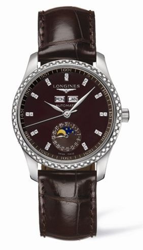Longines Master Collection Calendar 36 Paslanmaz Çelik / Elmas / Kahverengi MOP, referans L2.503.0.07.3