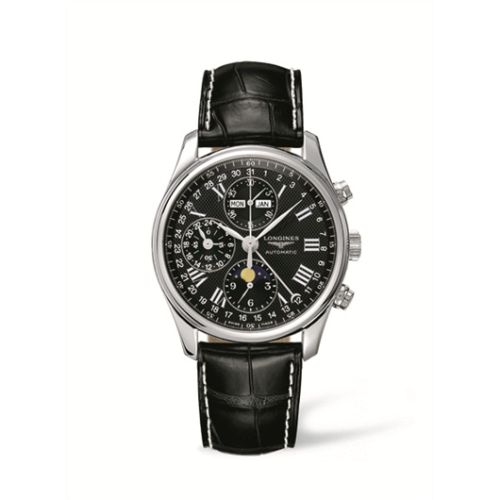 Longines Master Collection 40 Chronograph Calendar Paslanmaz Çelik / Siyah / Kayış, referans L2.673.4.51.7