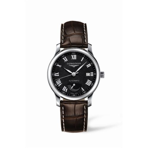 Longines Master Collection 38.5mm Power Reserve Paslanmaz Çelik / Siyah-Roman / Alligator 39mm, referans L2.708.4.51.5