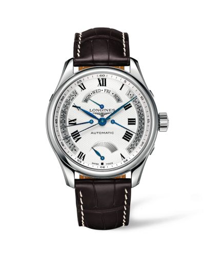 Longines Master Collection 44 Retrograde Power Reserve Paslanmaz Çelik / Gümüş-Roman / Alligator, referans L2.716.4.71.3