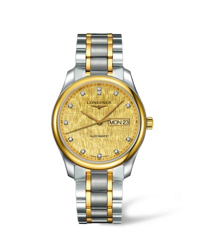 Longines Master Collection 38.5 Day Date Paslanmaz Çelik / Sarı Altın / Champagne-Linen / Bilezik, referans L2.755.5.38.7