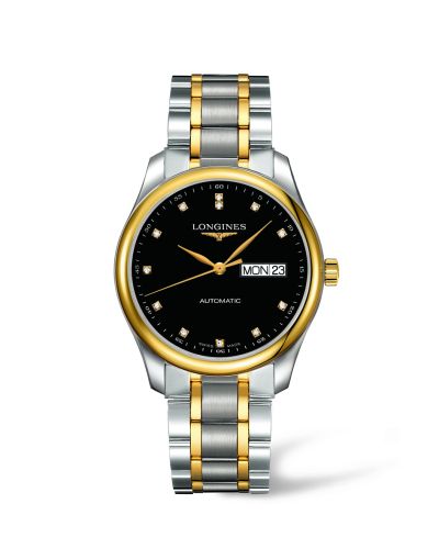 Longines Master Collection 38.5 Day Date Paslanmaz Çelik / Sarı Altın / Siyah-Elmas / Bilezik, referans L2.755.5.57.7