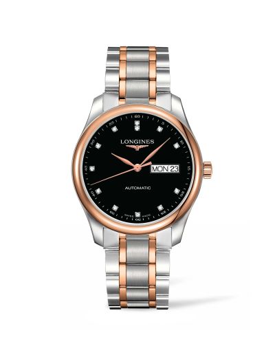 Longines Master Collection 38.5 Day Date Paslanmaz Çelik / Pembe Altın / Siyah-Elmas / Bilezik, referans L2.755.5.59.7