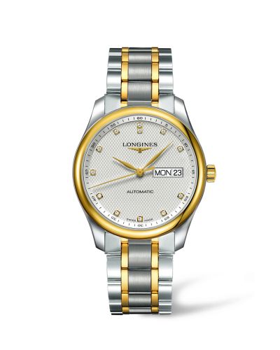 Longines Master Collection 38.5 Day-Date Paslanmaz Çelik / Sarı Altın / Gümüş-Elmas / Bilezik, referans L2.755.5.77.7