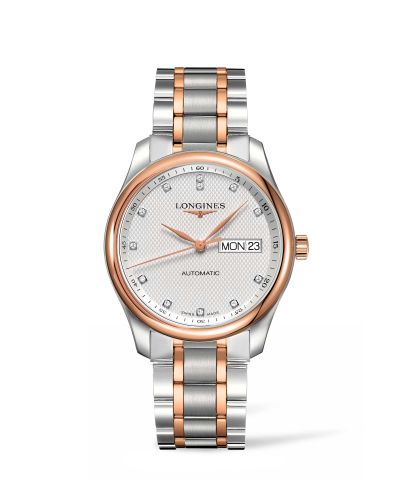 Longines Master Collection 38.5 Day Date Paslanmaz Çelik / Pembe Altın / Gümüş-Elmas / Bilezik, referans L2.755.5.97.7