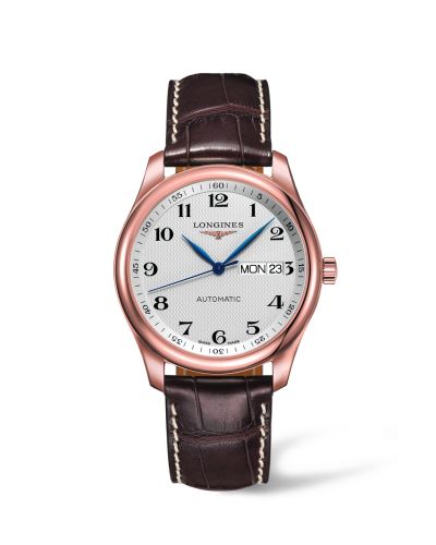 Longines Master Collection 38.5  Day Date Pembe Altın / Gümüş-Arabic / Alligator, referans L2.755.8.78.3