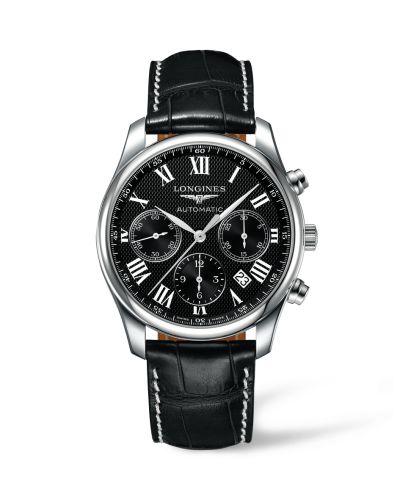 Longines Master Collection 42 Chronograph Paslanmaz Çelik / Siyah-Roman / Alligator, referans L2.759.4.51.7