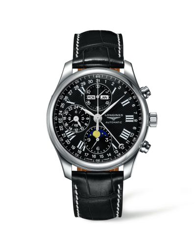 Longines Master Collection 42 Chronograph Calendar Paslanmaz Çelik / Siyah-Roman / Alligator, referans L2.773.4.51.7