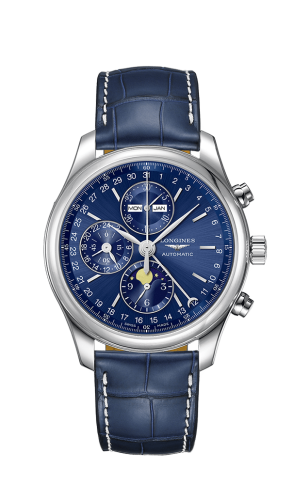 Longines Master Collection 42 Chronograph Calendar Paslanmaz Çelik / Mavi / Kayış, referans L2.773.4.92.0