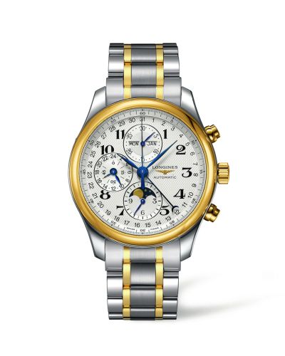 Longines Master Collection 42 Chronograph Calendar Paslanmaz Çelik / Sarı Altın / Gümüş-Arabic / Bilezik, referans L2.773.5.78.7