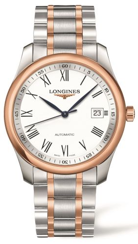 Longines Master Collection 40 Date Paslanmaz Çelik / Pembe Altın / Beyaz-Roman / Bilezik, referans L2.793.5.11.7