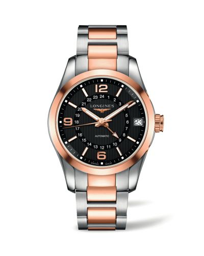 Longines Conquest Classic 42 GMT Paslanmaz Çelik - Kırmızı Altın / Siyah / Bilezik, referans L2.799.5.56.7