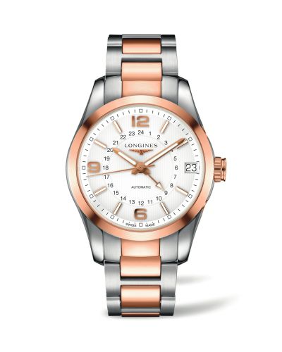 Longines Conquest Classic 42 GMT Paslanmaz Çelik - Kırmızı Altın / Gümüş / Bilezik, referans L2.799.5.76.7