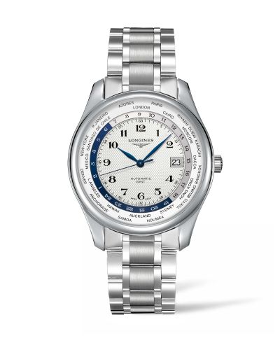 Longines Master Collection 42 World Time Paslanmaz Çelik / Gümüş-Arabic / Bilezik, referans L2.802.4.70.6