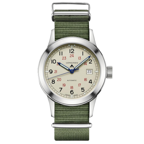 Longines Heritage Military COSD Ivory 40mm, reference L2.832.4.73.5