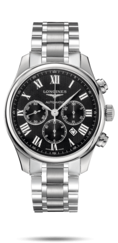 Longines Master Collection 44 Chronograph Paslanmaz Çelik / Siyah-Roman / Bilezik, referans L2.859.4.51.6