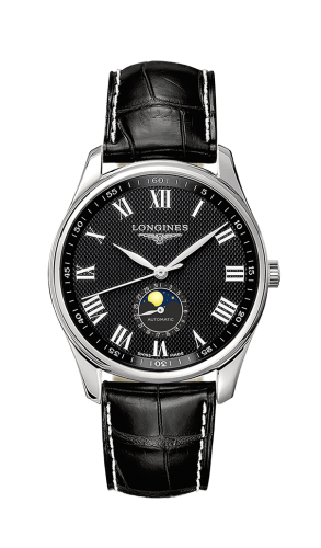Longines Master Collection 42 Moonphase Paslanmaz Çelik / Siyah-Roman / Alligator, referans L2.919.4.51.7