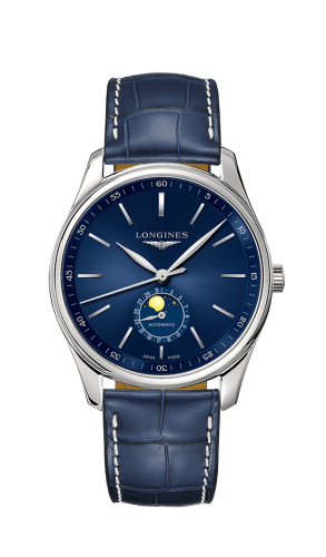 Longines Master Collection 42 Moonphase Paslanmaz Çelik / Mavi / Alligator, referans L2.919.4.92.0