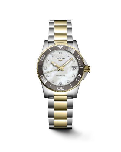 Longines HydroConquest 32 Quartz Paslanmaz Çelik - Sarı Altın / MOP / Bilezik, referans L3.370.3.87.6