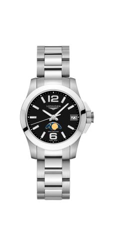 Longines Conquest 29.5 Quartz Moonphase Paslanmaz Çelik / Siyah / Bilezik, referans L3.380.4.58.6