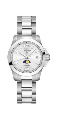 Longines Conquest 34 Quartz Moonphase Paslanmaz Çelik / Gümüş / Bilezik, referans L3.381.4.76.6