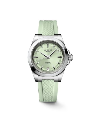 Longines Conquest 34 Paslanmaz Çelik / Mint Yeşil  / Kauçuk, referans L3.430.4.02.9