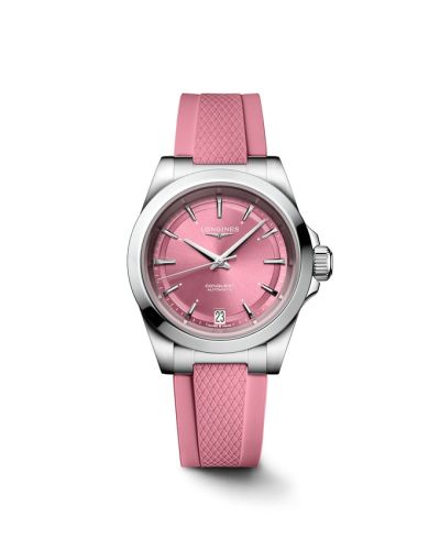 Longines Conquest 34 Paslanmaz Çelik / Pembe / Kauçuk, referans L3.430.4.99.9