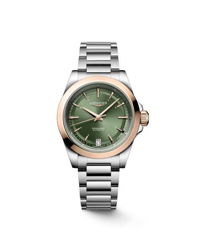 Longines Conquest 34 Paslanmaz Çelik - Pembe Altın / Yeşil / Bilezik, referans L3.430.5.02.6