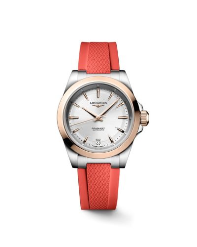 Longines Conquest 34 Paslanmaz Çelik - Pembe Altın / Gümüş / Kauçuk, referans L3.430.5.72.9