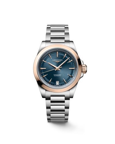 Longines Conquest 34 Paslanmaz Çelik - Pembe Altın / Mavi / Bilezik, referans L3.430.5.92.6