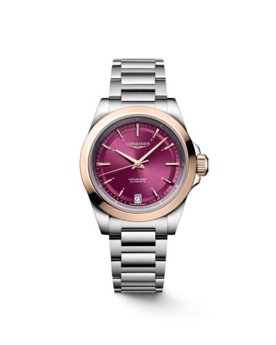 Longines Conquest 34 Paslanmaz Çelik - Pembe Altın / Mor / Bilezik, referans L3.430.5.98.6
