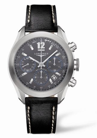 Longines GrandeVitesse Chronograph Gri Leather 42mm, referans L3.635.4.06.2