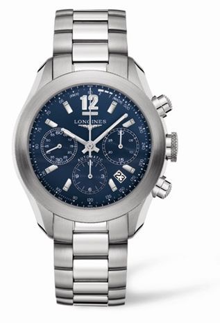 Longines GrandeVitesse Chronograph Mavi Bilezik 42mm, referans L3.635.4.96.6