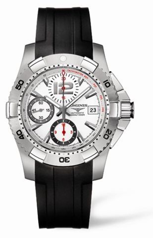 Longines Hydroconquest Chronograph Tachymeter Beyaz Kauçuk 41mm, referans L3.651.4.16.2
