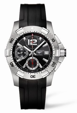 Longines Hydroconquest Chronograph Tachymeter Siyah Kauçuk 41mm, referans L3.651.4.56.2