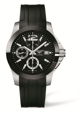 Longines Conquest Chronograph Seramik Kauçuk 41mm, referans L3.661.4.56.2