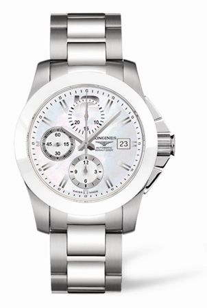 Longines Conquest Chronograph Beyaz Seramik Bilezik 41mm, referans L3.661.4.86.6