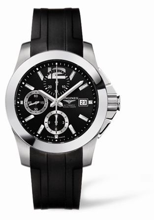 Longines Conquest Chronograph Automatic 41mm Siyah Kauçuk, referans L3.662.4.56.2