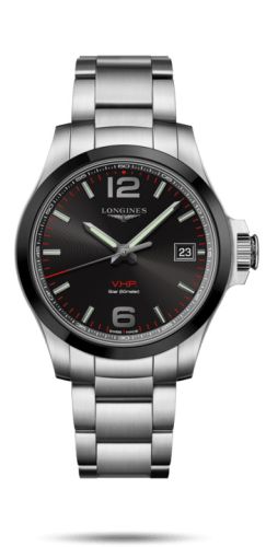 Longines Conquest V.H.P. 41 Paslanmaz Çelik / Seramik / Siyah / Bilezik, referans L3.719.4.56.6