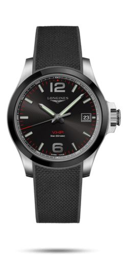 Longines Conquest V.H.P. 41 Paslanmaz Çelik / Seramik / Siyah / Kauçuk, referans L3.719.4.56.9