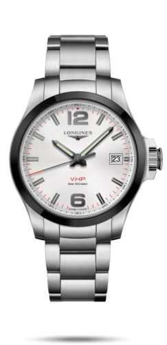 Longines Conquest V.H.P. 41 Paslanmaz Çelik / Seramik / Gümüş / Bilezik, referans L3.719.4.76.6