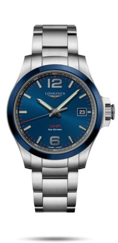 Longines Conquest V.H.P. 41 Paslanmaz Çelik / Seramik / Mavi / Bilezik, referans L3.719.4.96.6