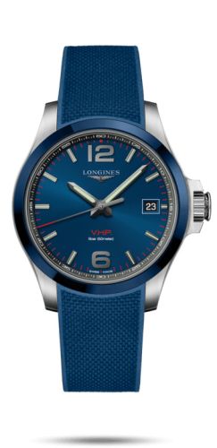 Longines Conquest V.H.P. 41 Paslanmaz Çelik / Seramik / Mavi / Kauçuk, referans L3.719.4.96.9