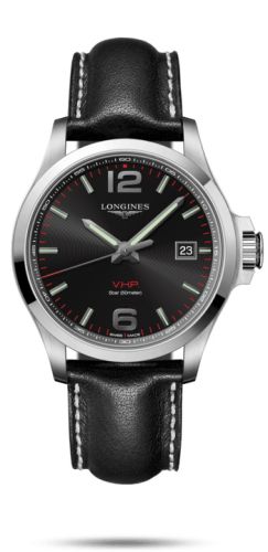 Longines Conquest V.H.P. 43 Paslanmaz Çelik / Siyah / Leather, referans L3.726.4.56.2
