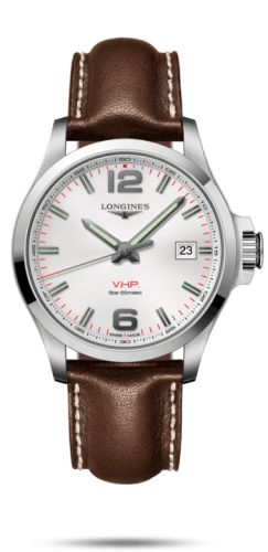 Longines Conquest V.H.P. 43 Paslanmaz Çelik / Gümüş / Leather, referans L3.726.4.76.5