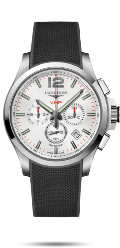 Longines Conquest V.H.P. Chronograph 44 Paslanmaz Çelik / Gümüş / Kauçuk, referans L3.727.4.76.9