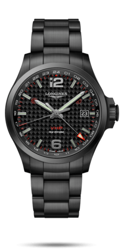 Longines Conquest V.H.P. GMT 43 PVD / Carbon / Bilezik, referans L3.728.2.66.6