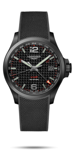 Longines Conquest V.H.P. GMT 43 PVD / Carbon / Kauçuk, referans L3.728.2.66.9